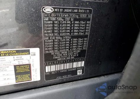 2019 Land Rover Discovery Hse from USA, damaged, VIN SALRR2RV5K2413362